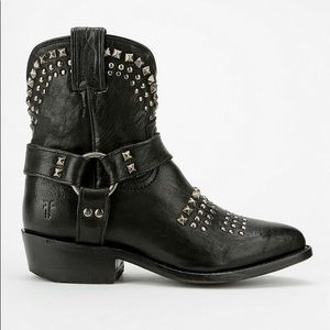 Frye Billy Short Studded Biker Boot in Black